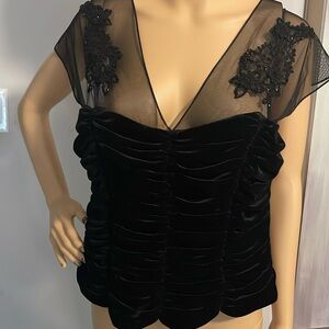 Vintage 1990 Jeffery & Dara Evening Velvet Embellished  Cocktail Blouse